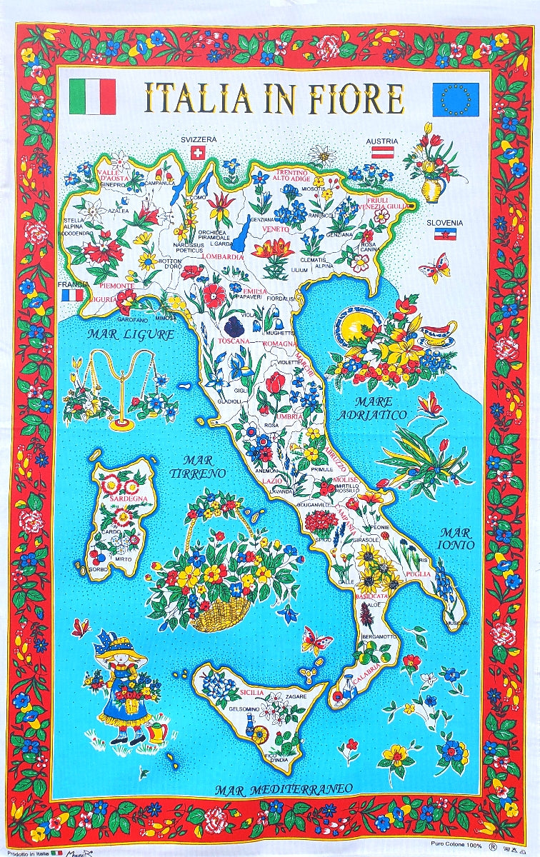 Flowers of Italy - Dish Towel - Made in Italy