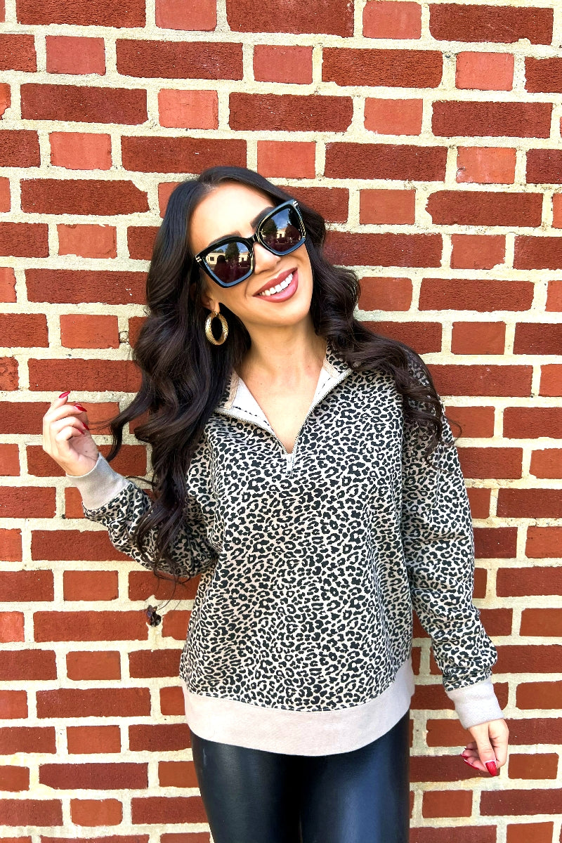 The Leopard Half Zip Sweatshirt Small The Leopard Half Zip Sweatshirt Small