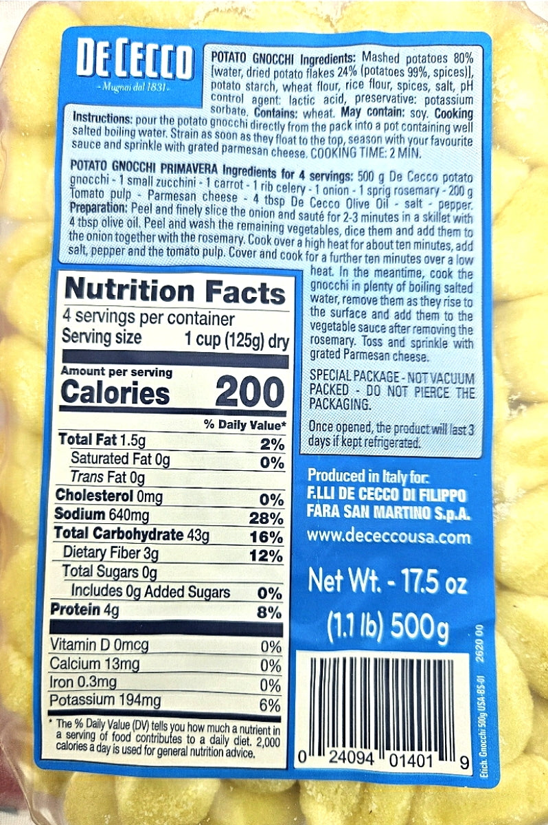 Potato Gnocchi by De Cecco