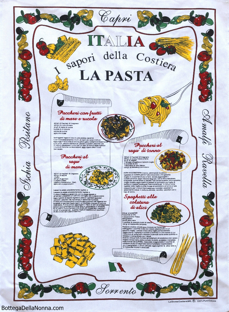 Amalfi Coast Pasta - Dish Towel - Made in Italy