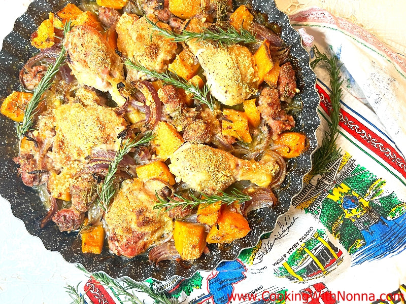 Products needed for the Roasted Chicken, Sausage & Butternut Squash recipe: