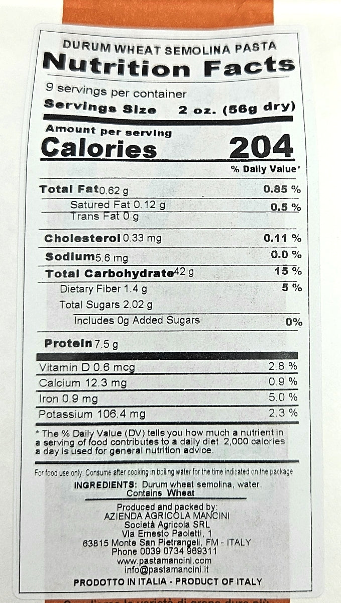 Lumache Rigate - Artisanal Pasta by Mancini