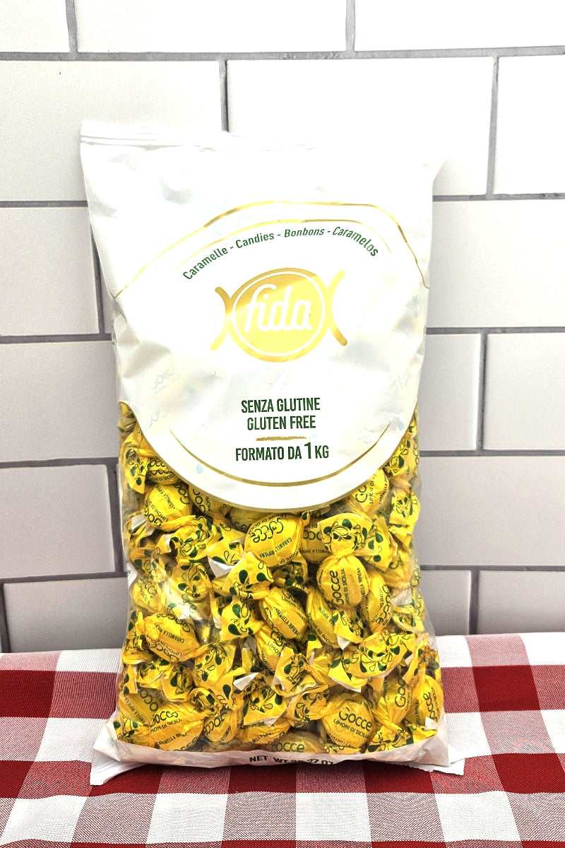 Gocce Limoni di Sicilia Bulk - Lemon Hard Filled Candies - 1 Kg