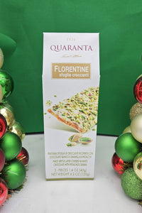 Crunchy Florentine Covered with White Chocolate and Pistachio Grains