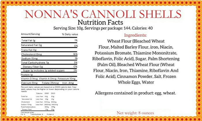 Nonna's Cannoli Shells