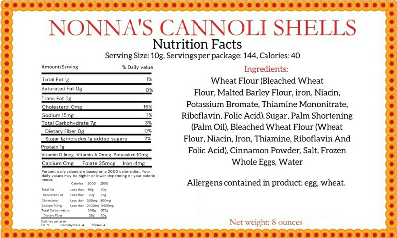 Nonna's Cannoli Shells