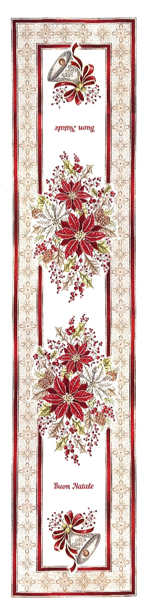 The Buon Natale - Poinsettia Runner - 16 x 70 - Made in Italy
