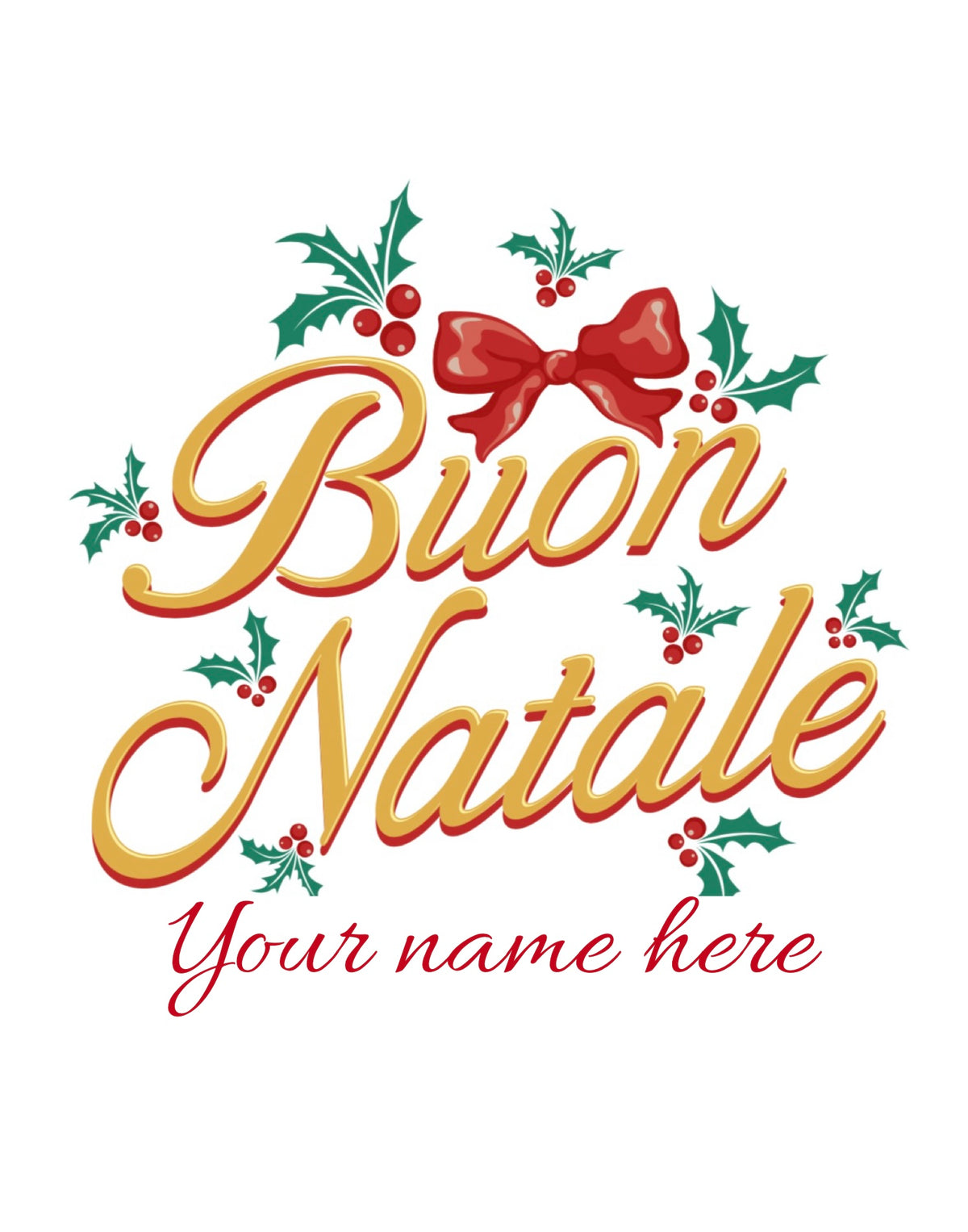 Custom Buon Natale Apron - Black or White
