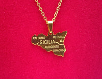 Sicily Map Necklace - Gold - Stainless Steel
