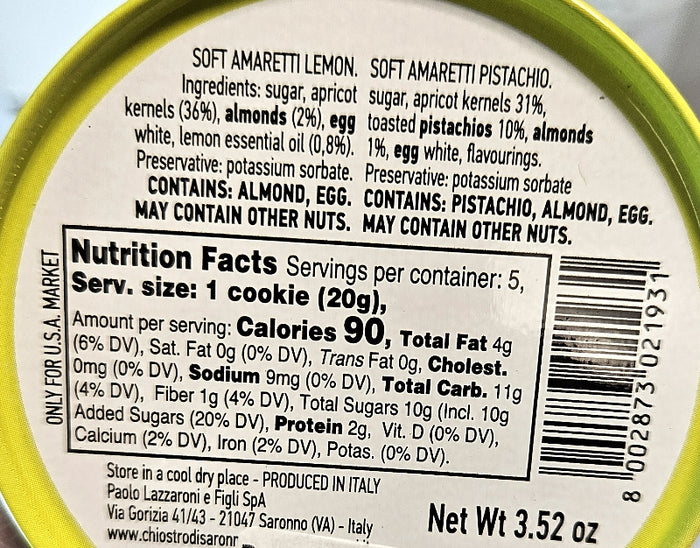 Soft Lemon and Pistachio Amaretti in Amalfi Coast Tin