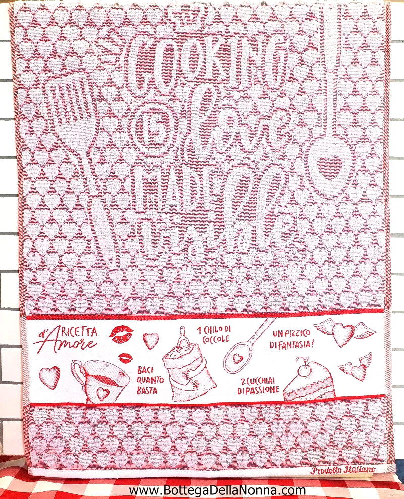 FREE Recipe for Love - Red - Dish Towel - Made in Italy