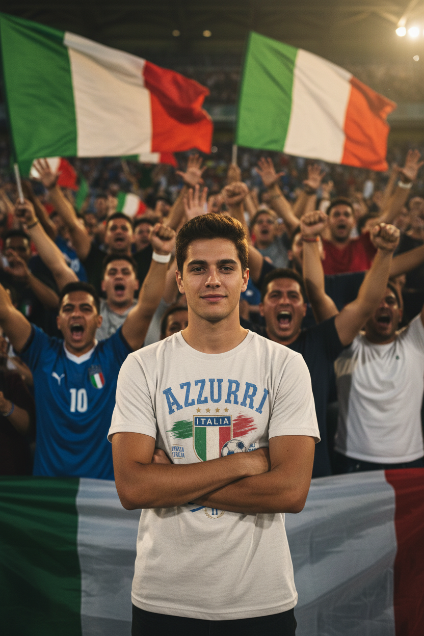 Azzurri Dust Tee Italian Soccer Fan Lifestyle