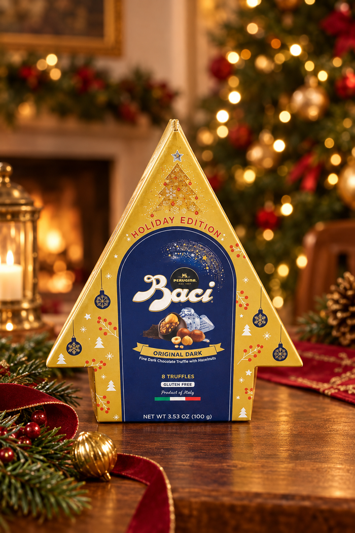 Baci Christmas Tree gift box in a festive holiday setting