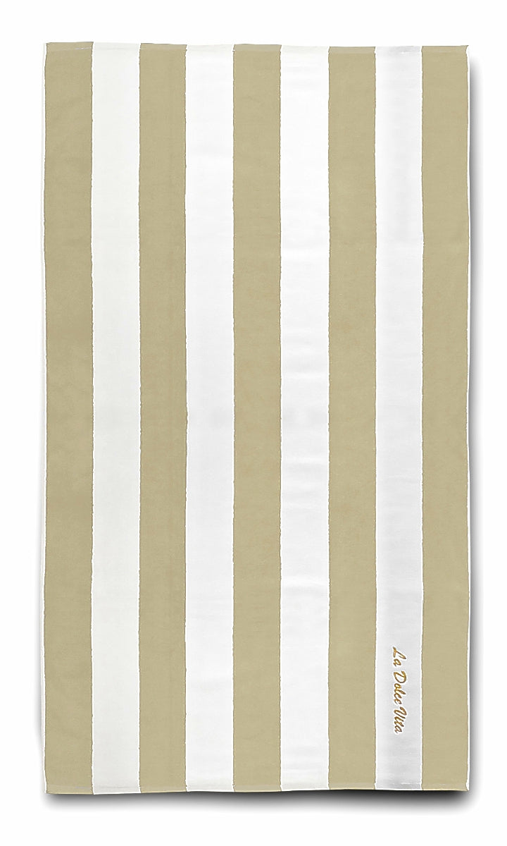 La Dolce Vita Extra Large Beach Towel - Beige - Made in Italy