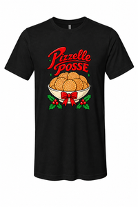 Black Pizzelle Posse tee with the original artwork