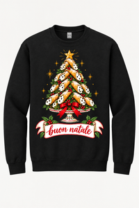 Black sweatshirt mockup with cannoli tree artwork