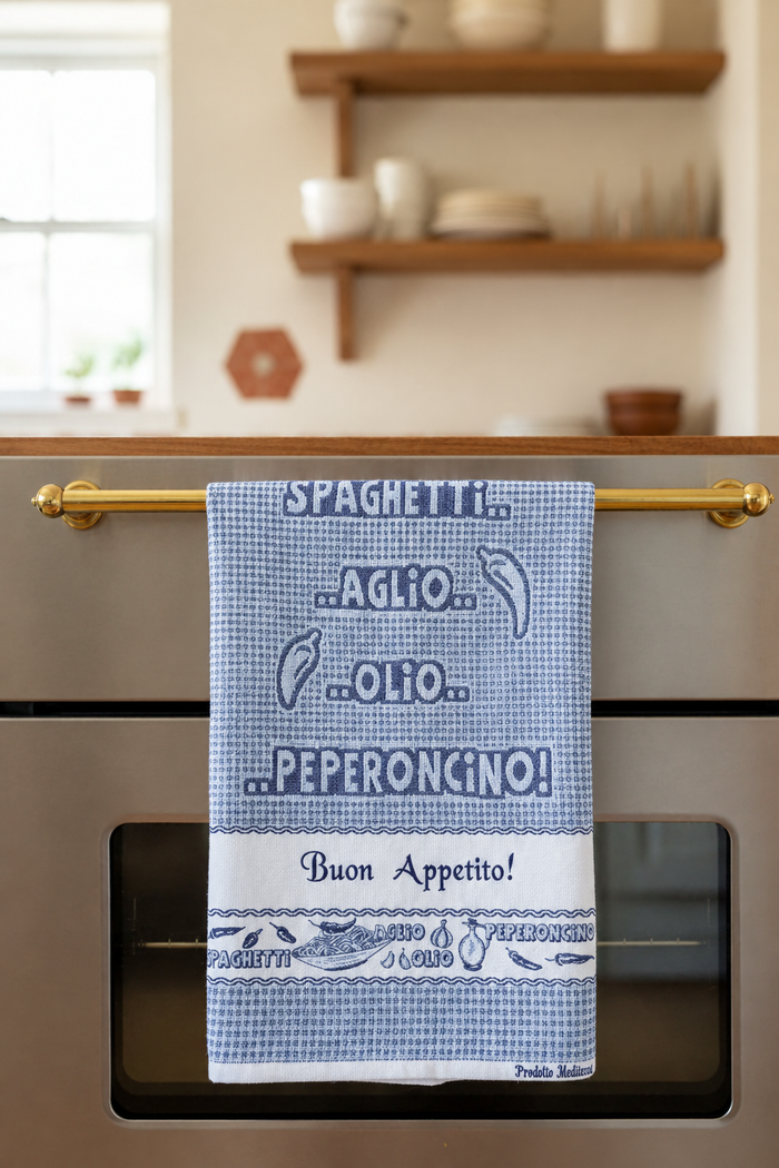Blue towel in the kitchen