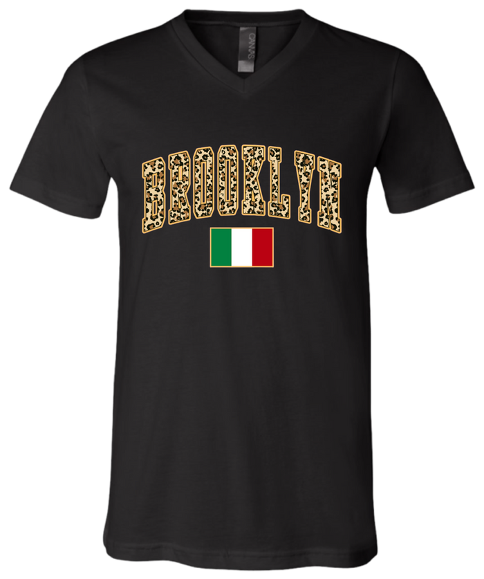 Brooklyn Leopard Print V-Neck Shirt - Unisex