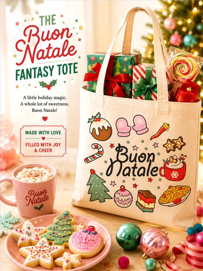 buon natale fantasy tote bag