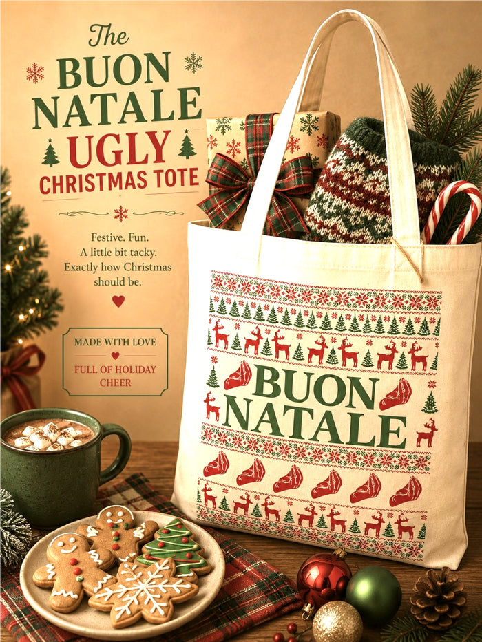 buon natale ugly tote bag
