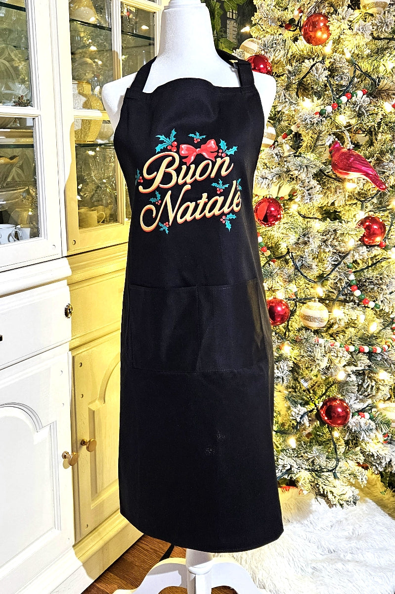 The Buon Natale Holly Apron - Black or White