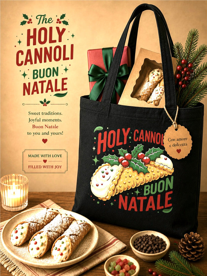holy cannoli buon natale tote bag