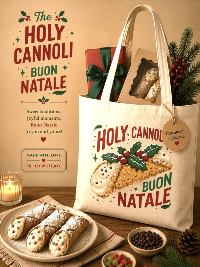 holy cannoli buon natale tote bag