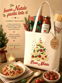 buon natale pasta tote bag