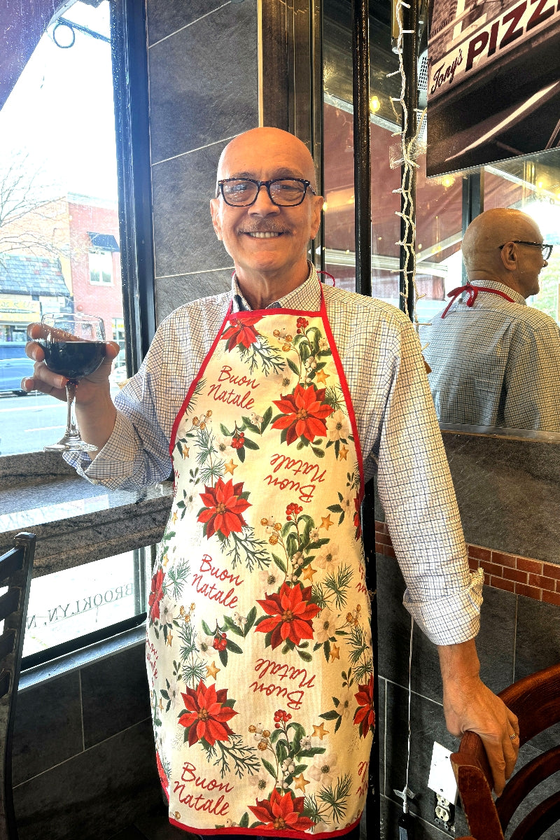The Buon Natale Poinsettia Apron - Made in Italy