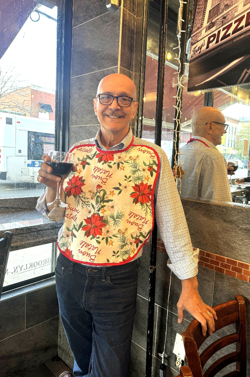 The Buon Natale Poinsettia Bib  - Made in Italy