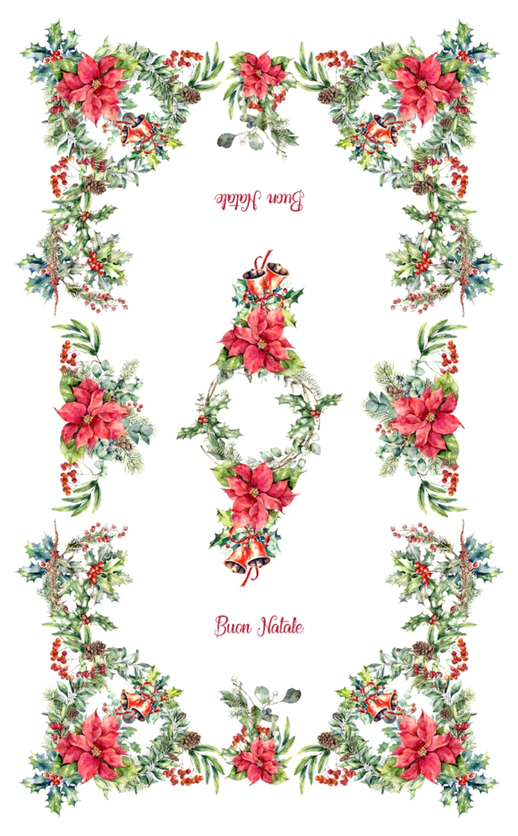 The Buon Natale Poinsettia Tablecloth - Made in Italy