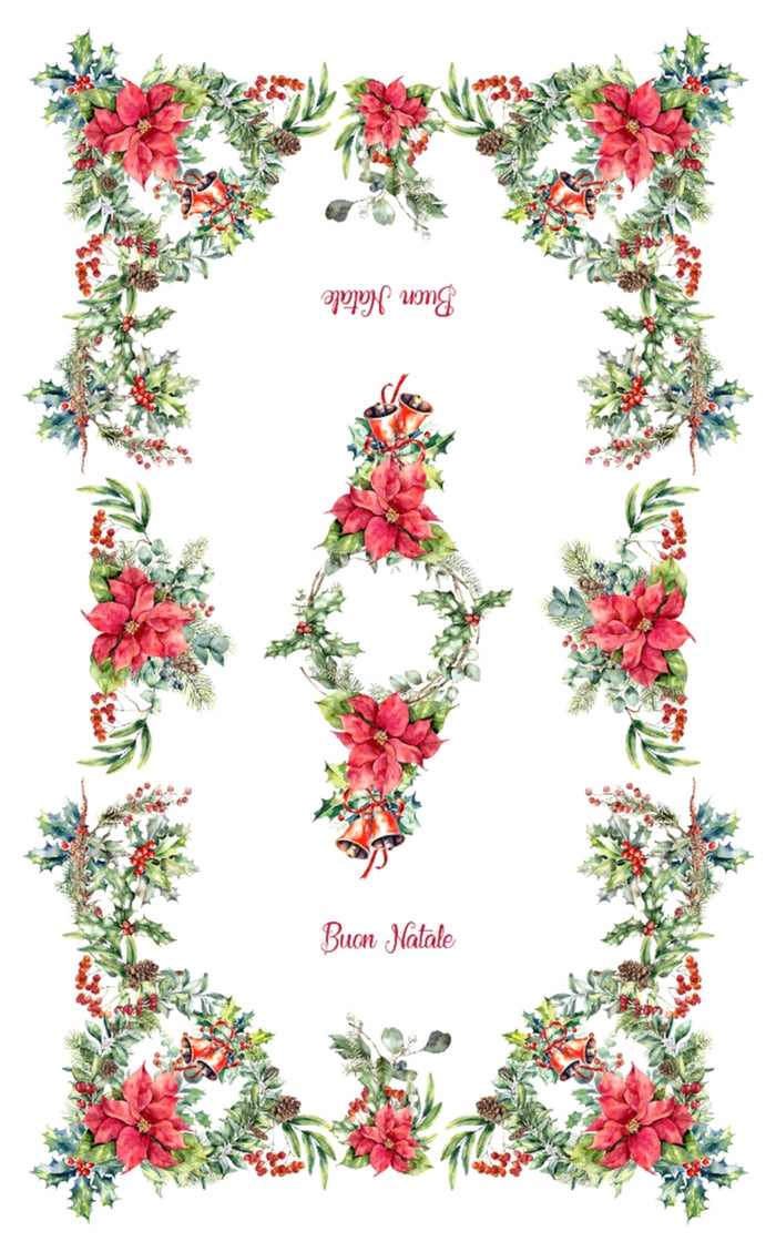 The Buon Natale Poinsettia Tablecloth - Made in Italy