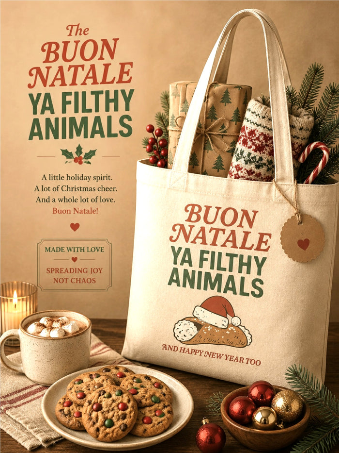 buon natale filthy animals tote bag