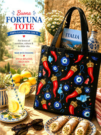 buona fortuna good luck shopping tot bag