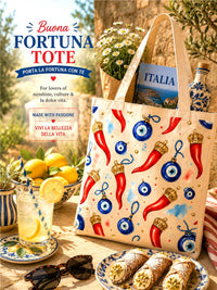 buona fortuna good luck shopping tot bag