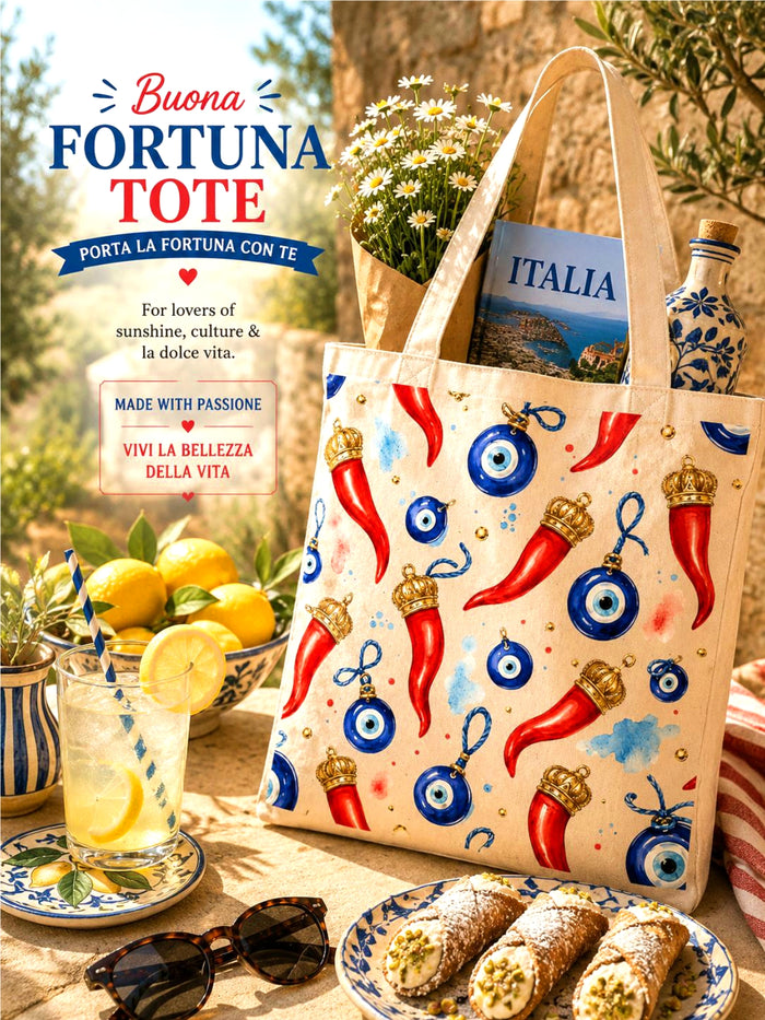 buona fortuna good luck shopping tot bag