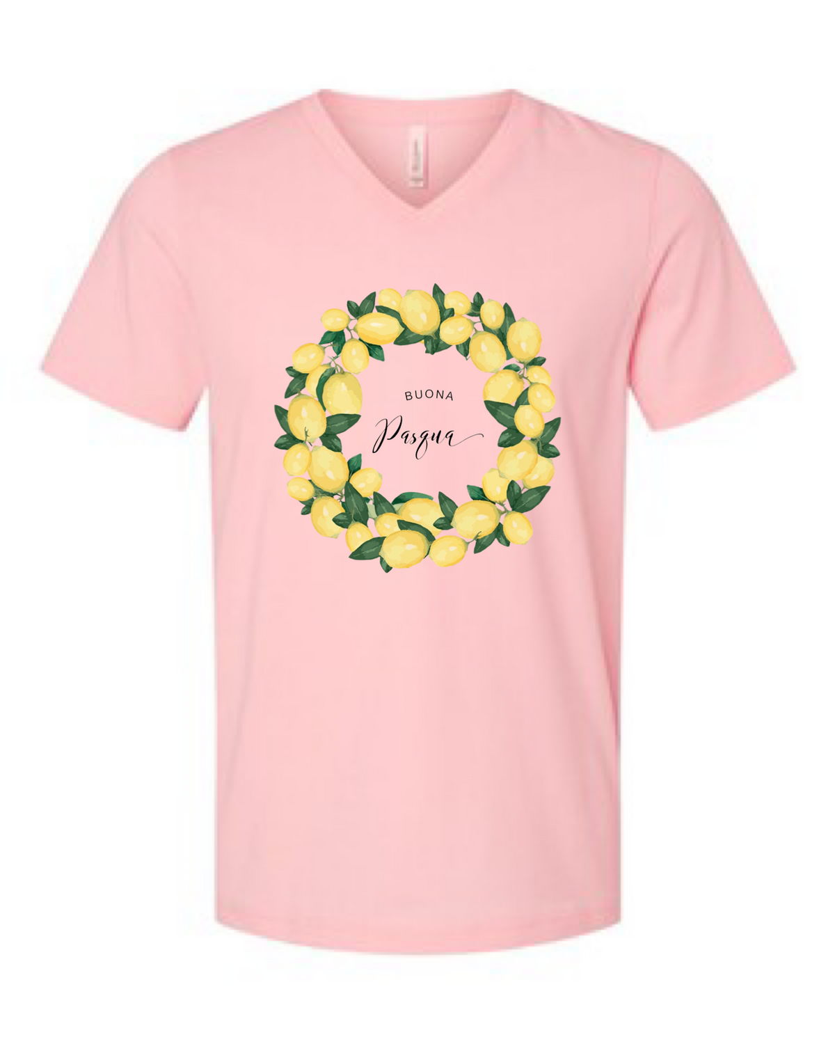 Buona Pasqua Lemon Wreath V-Neck Tee - Unisex