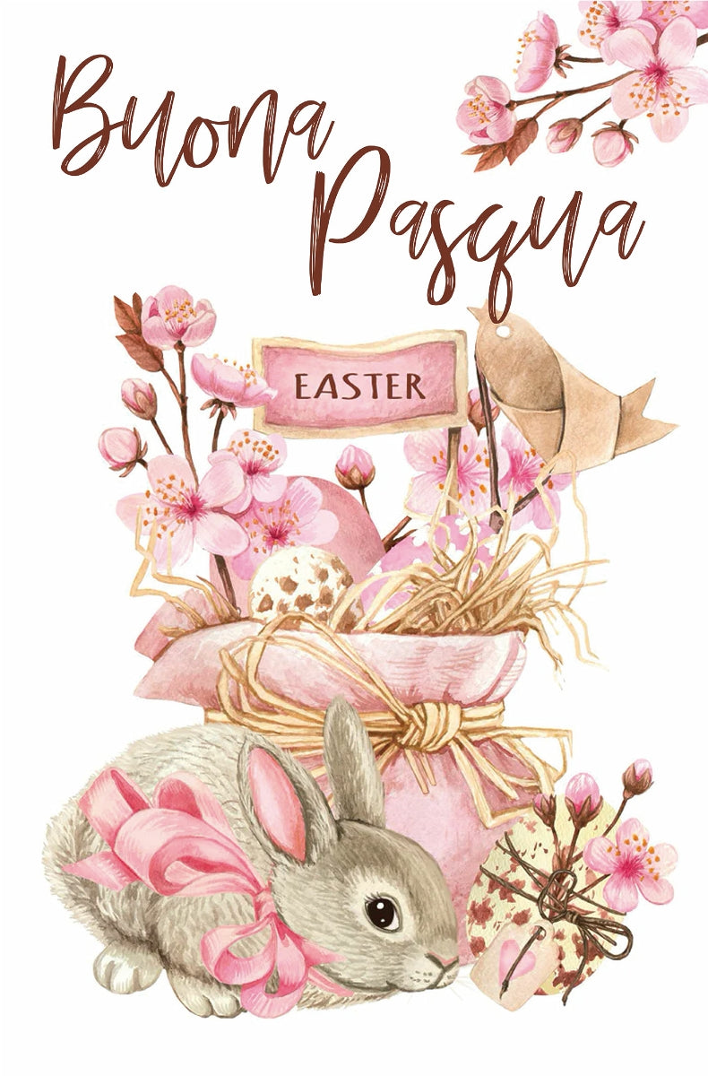 Buona Pasqua with Flowers - Dish Towel - Made in Italy