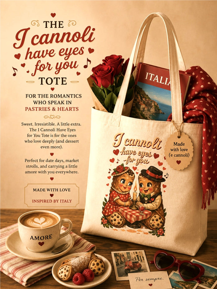 Tote bag with 'I cannoli have eyes for you' design