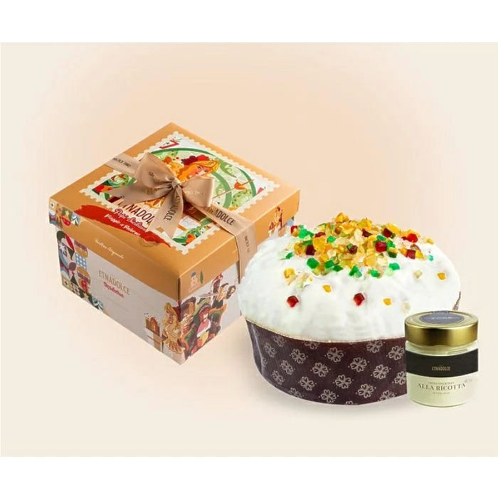 Cassata Siciliana Panettone with Ricotta Cream Jar - Box Set