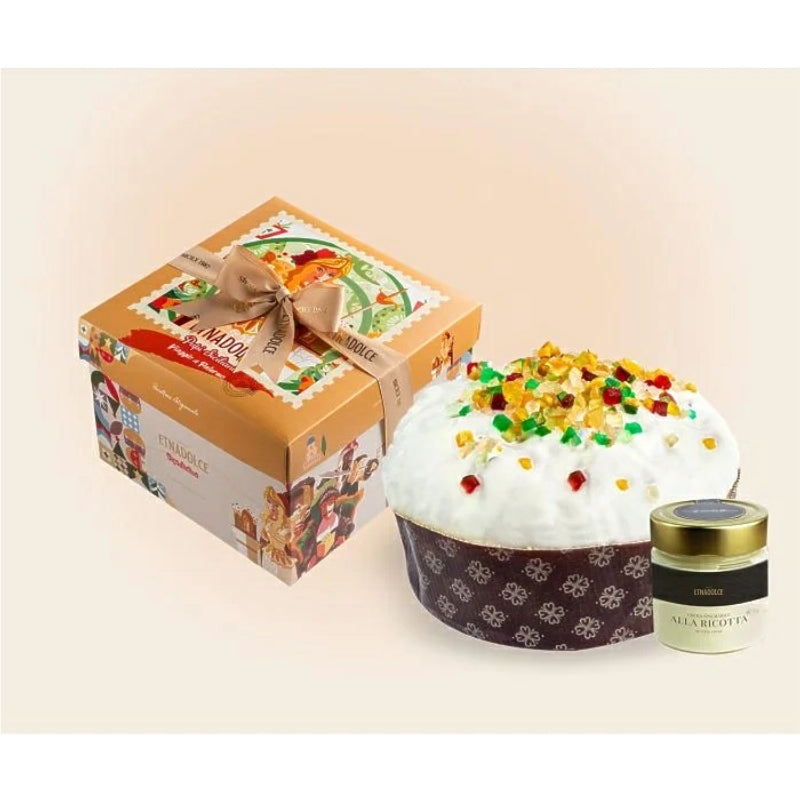 Cassata Siciliana Panettone with Ricotta Cream Jar - Box Set