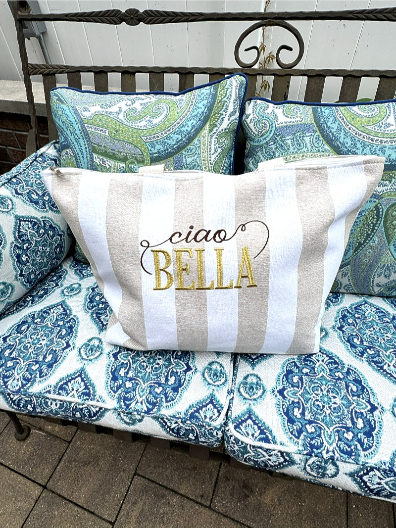 The Ciao Bella Canvas Bag - Beige - Imported from Italy