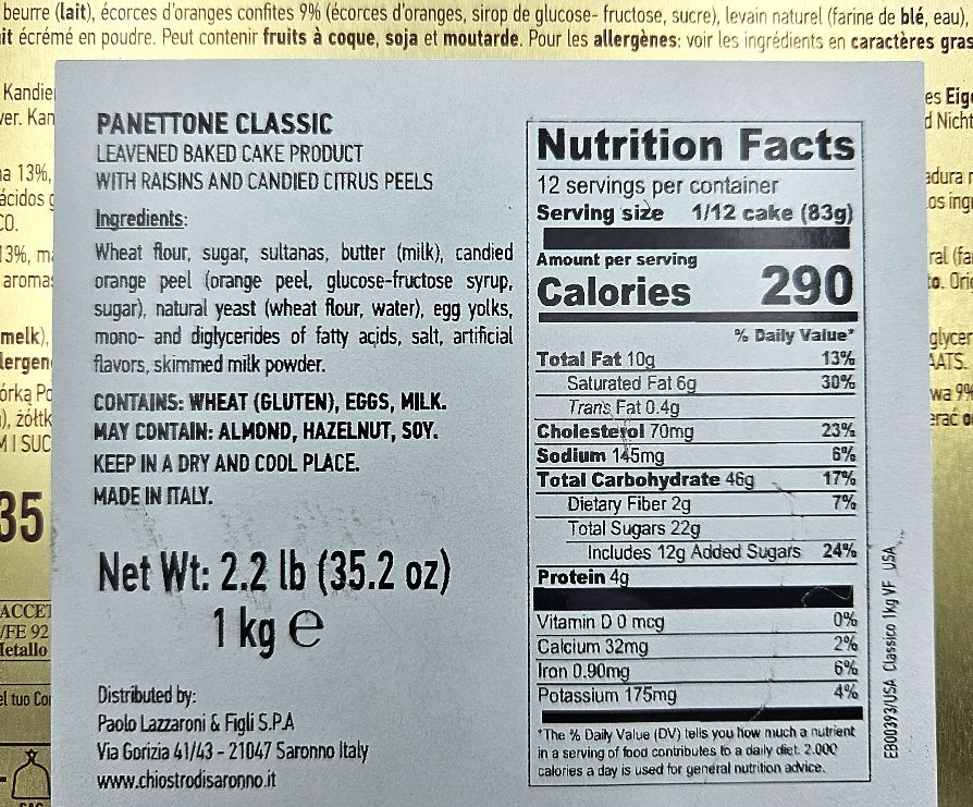 Panettone Classico in Golden  Tin - 1 Kg