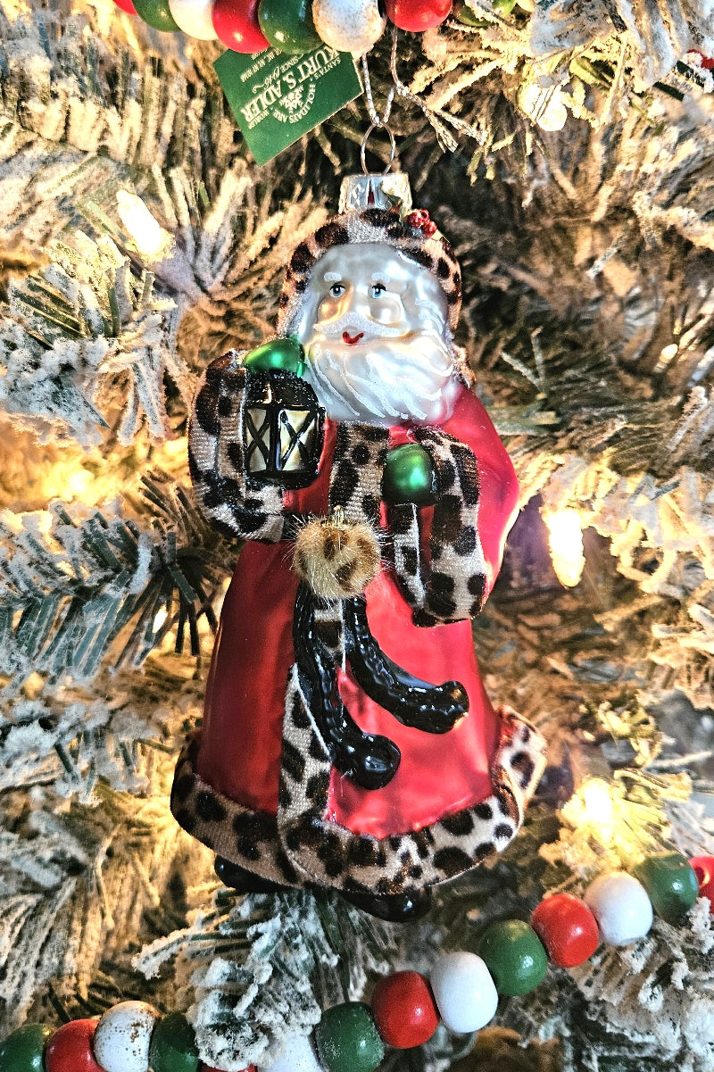 Classy Babbo Natale with Leopard Trims Christmas Ornament