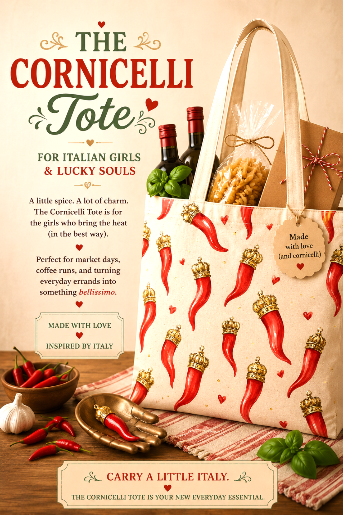 cornicelli tote bag malocchio 
