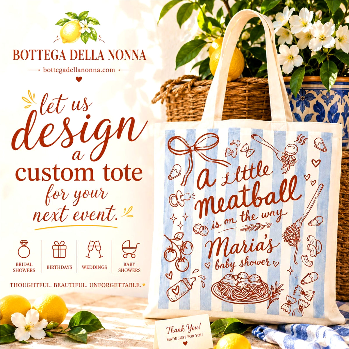 Custom Baby Shower Tote Samples