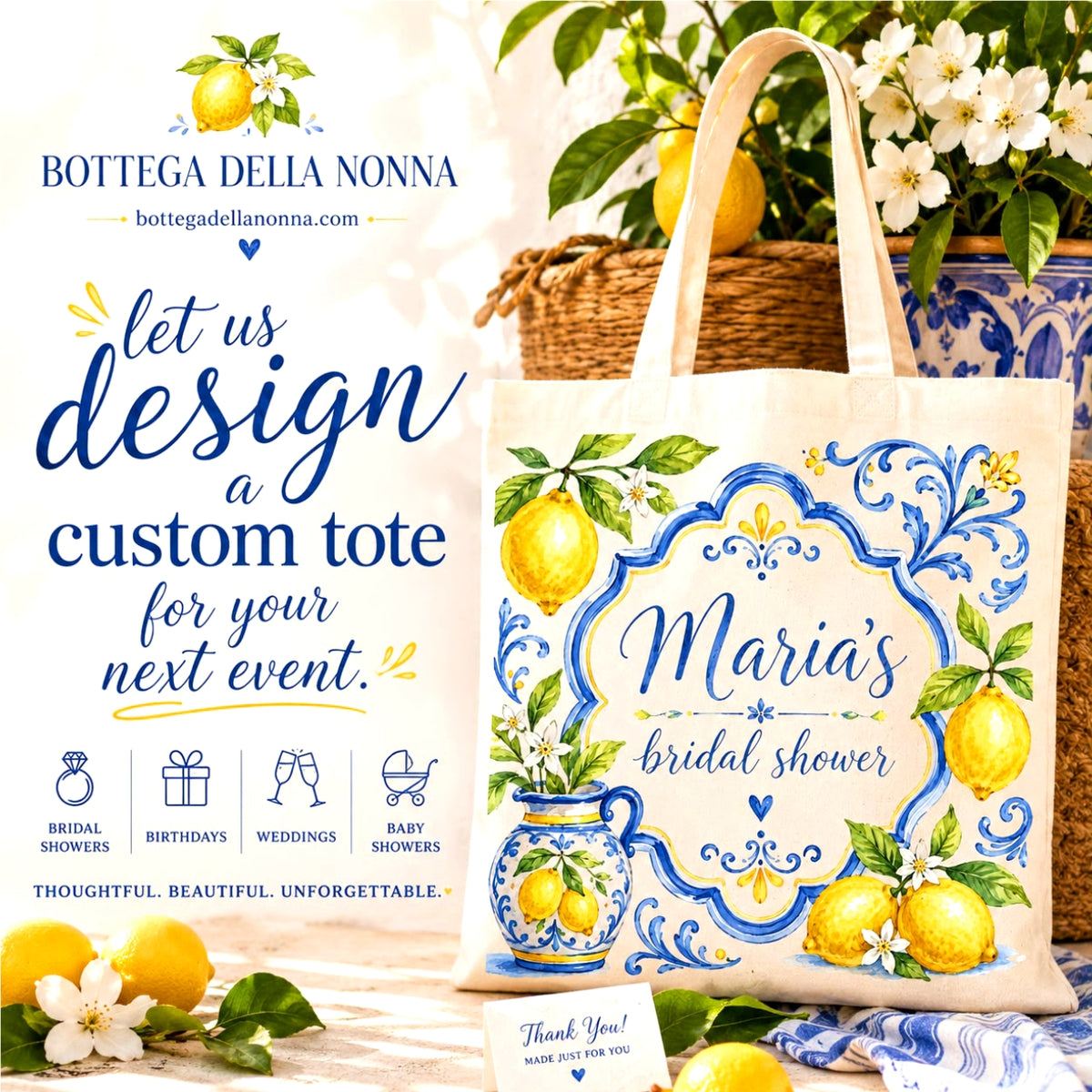 Custom Bridal Shower Tote Samples