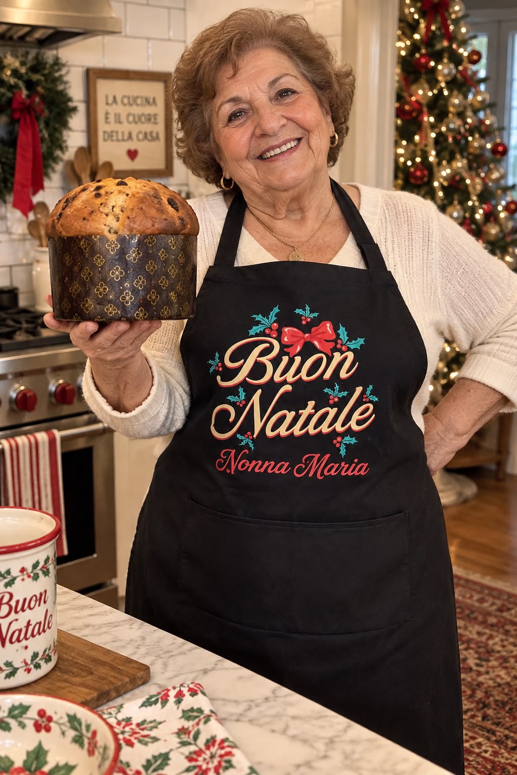 Custom Buon Natale Apron - Black or White