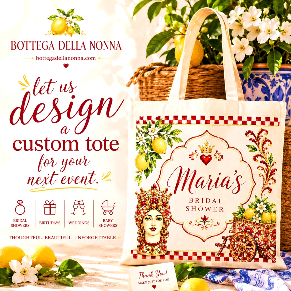 Custom Bridal Shower Tote Samples