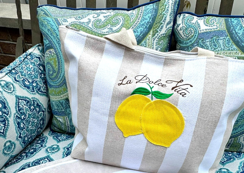 La Dolce Vita Canvas Bag - Beige - Imported from Italy